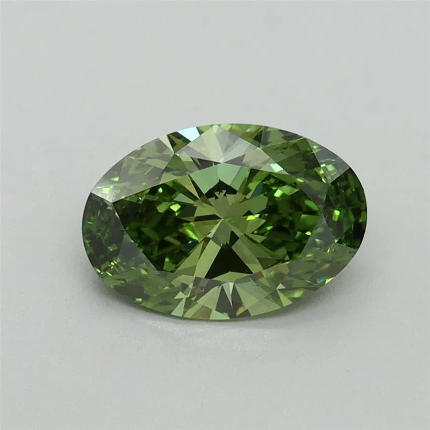 1.23ct Oval Lab Grown Diamond (Colour Fancy Vivid Green, Clarity VS2, IGI Certified)