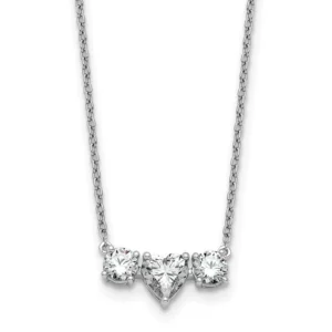 Heart Cut Three Stone Diamond Necklace